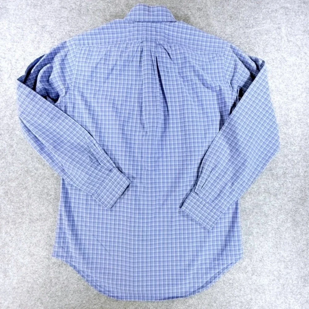 Polo Ralph Lauren Mens Small Blue Plaid Classic Fit Button Down Shirt LS Preppy